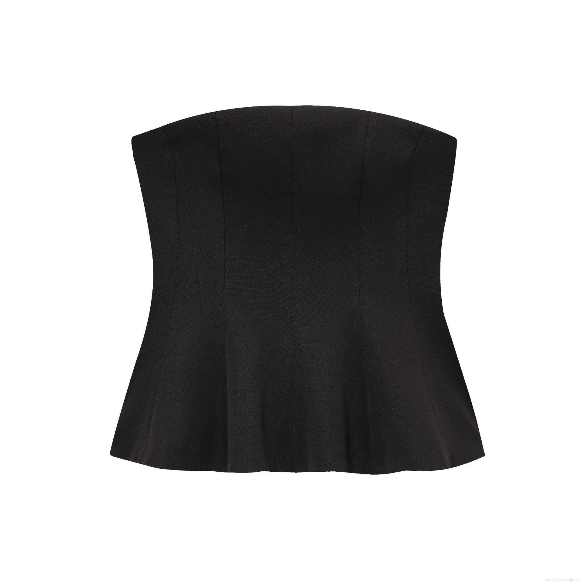 Women's Sexy Peplum Tube Top Polyester Acrylic Solid Color Slim Fit Strapless Corset Top For Party Dating Socialite Style Women Clothing