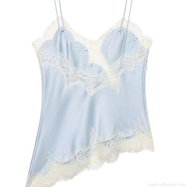 Women Sexy Satin Lace Camisole V Neck Spaghetti Strap Irregular Hem Lingerie Style Tank Top Silk Texture Lace Trim Cami Top For Party Clubwear