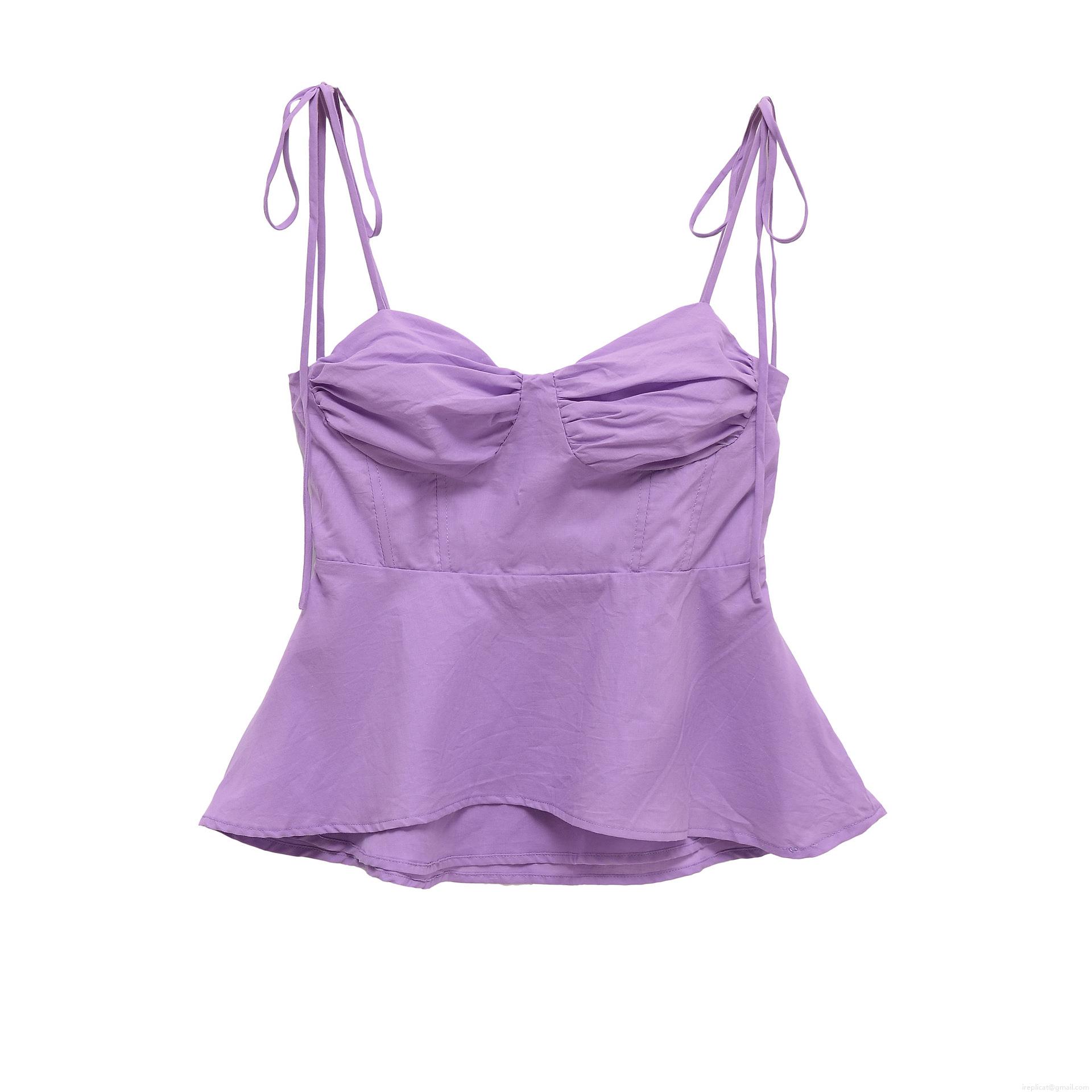Women's Sexy Solid Color Peplum Camisole Top With Tie-up Straps And Pleated Bust Sleeveless Polyester Summer Tops For Women Streetwear Party Dating