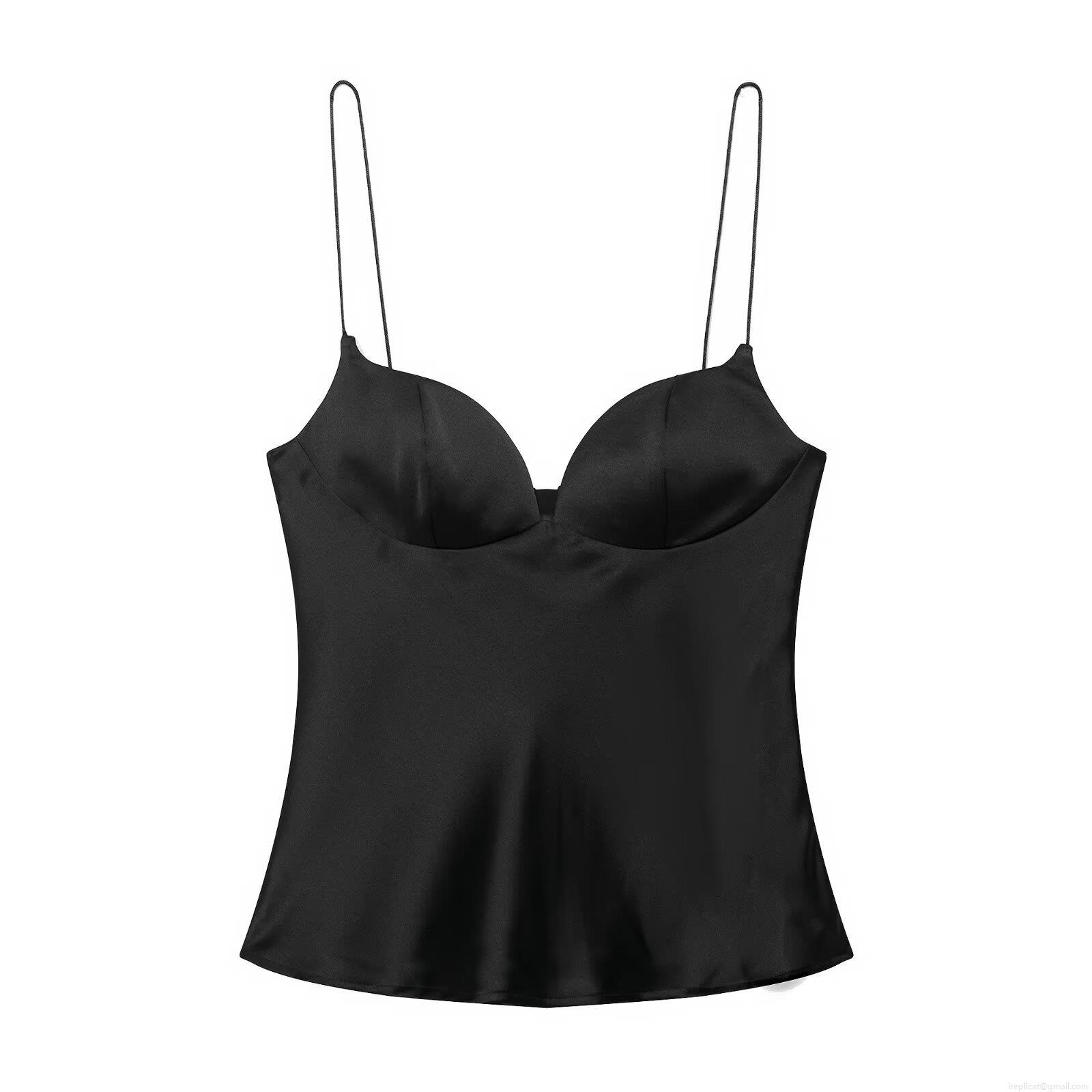 Sexy Women Satin Camisole Slim Fit Heart Shaped Neckline Spaghetti Strap Tank Top High Gloss Silk-like Fabric Sleeveless Vest For Party Clubwear Daily Wear