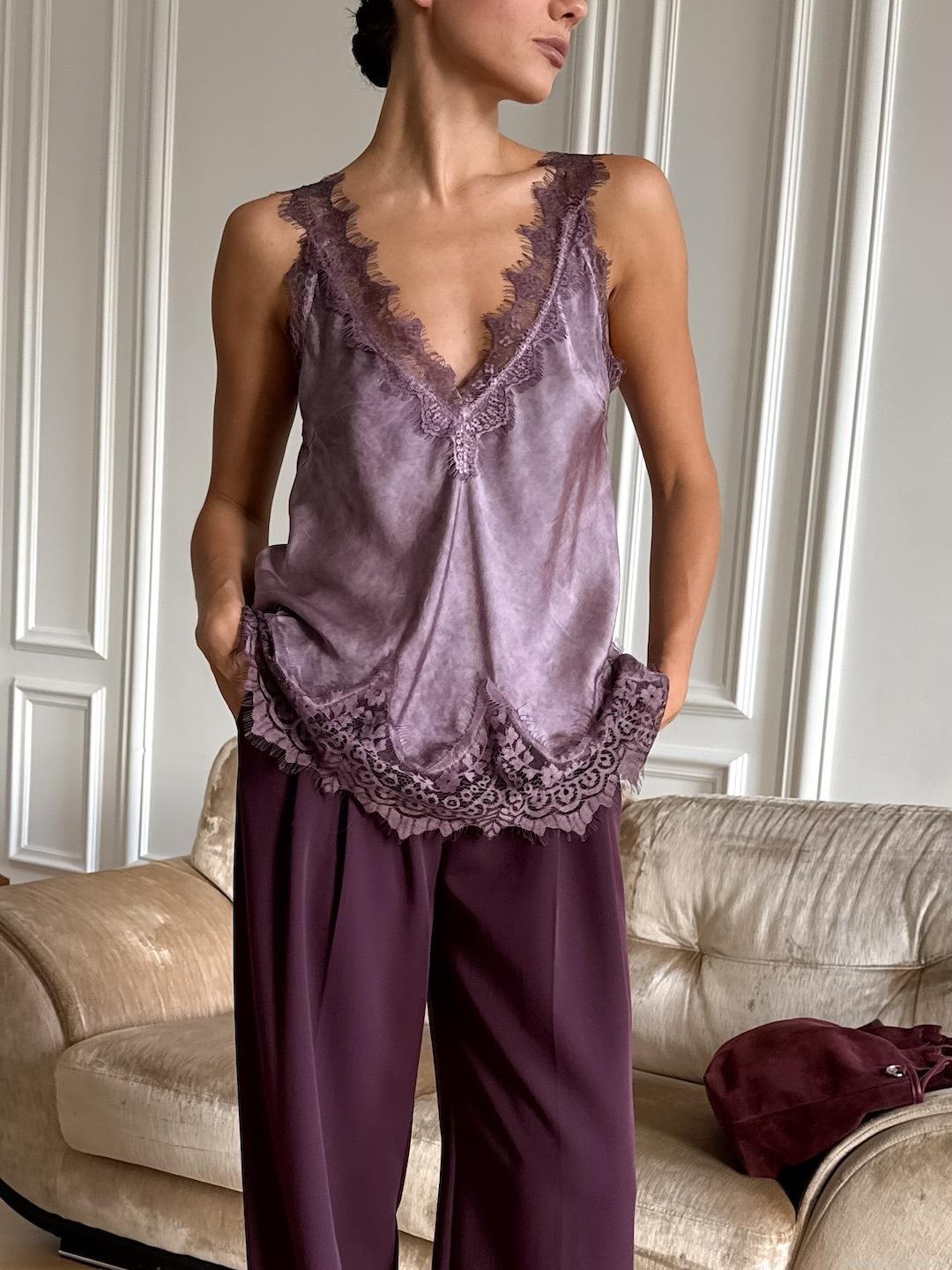 Women's Vintage Lace V-Neck Tank Top Sleeveless Satin Splicing Camisole Summer Sexy Slim Fit Cotton Blend Clubwear Daily Party Top