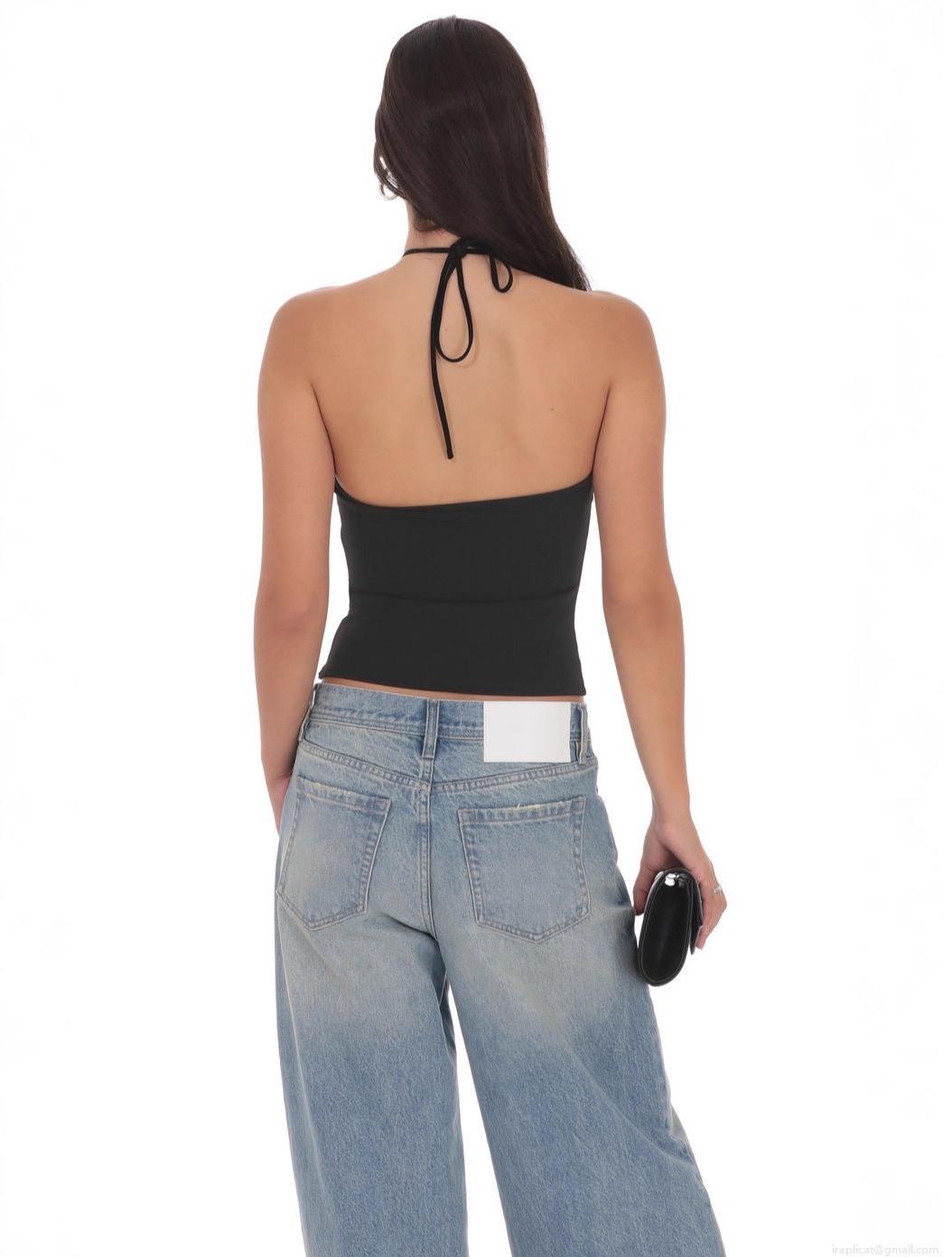 Women's Sexy Halter Neck Top With 3D Flower Decoration Backless Slim Fit Polyester Elastane Milk Silk Vest Summer Party Streetwear Casual Shirt