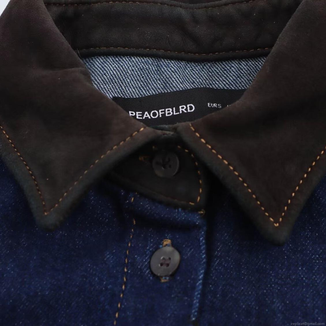 Women's Vintage Denim Shirt Contrast Color Turn-down Collar Long Sleeve Loose Blouse Casual Streetwear Tops Button Down Denim Jacket For Women