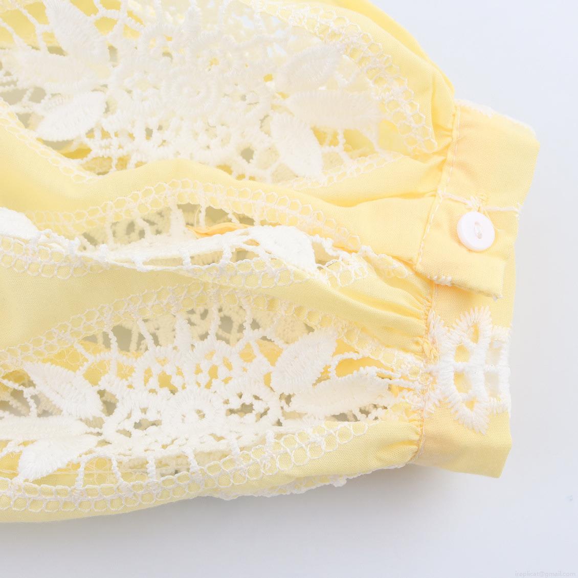 French Style Women Embroidered Blouse V Neck Puff Long Sleeve Boho Top With Tassel Tie Hollow Out Lace Summer Beach Vacation Resort Shirt