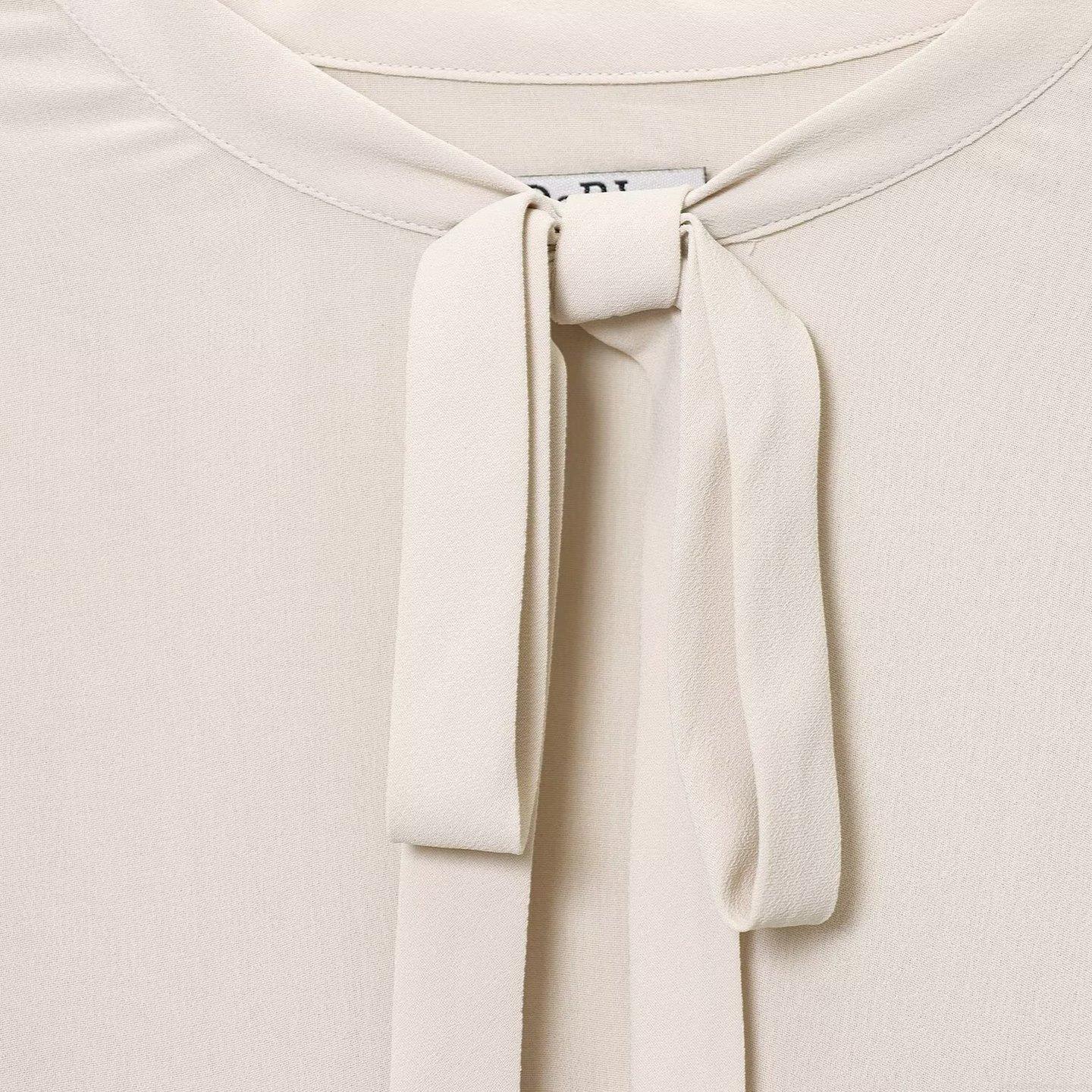 French Vintage Chiffon Blouse Women's Elegant Ruffle Trim Bow Tie V-Neck Long Sleeve Shirt Solid Color Loose Fit Tops For Daily Office Party