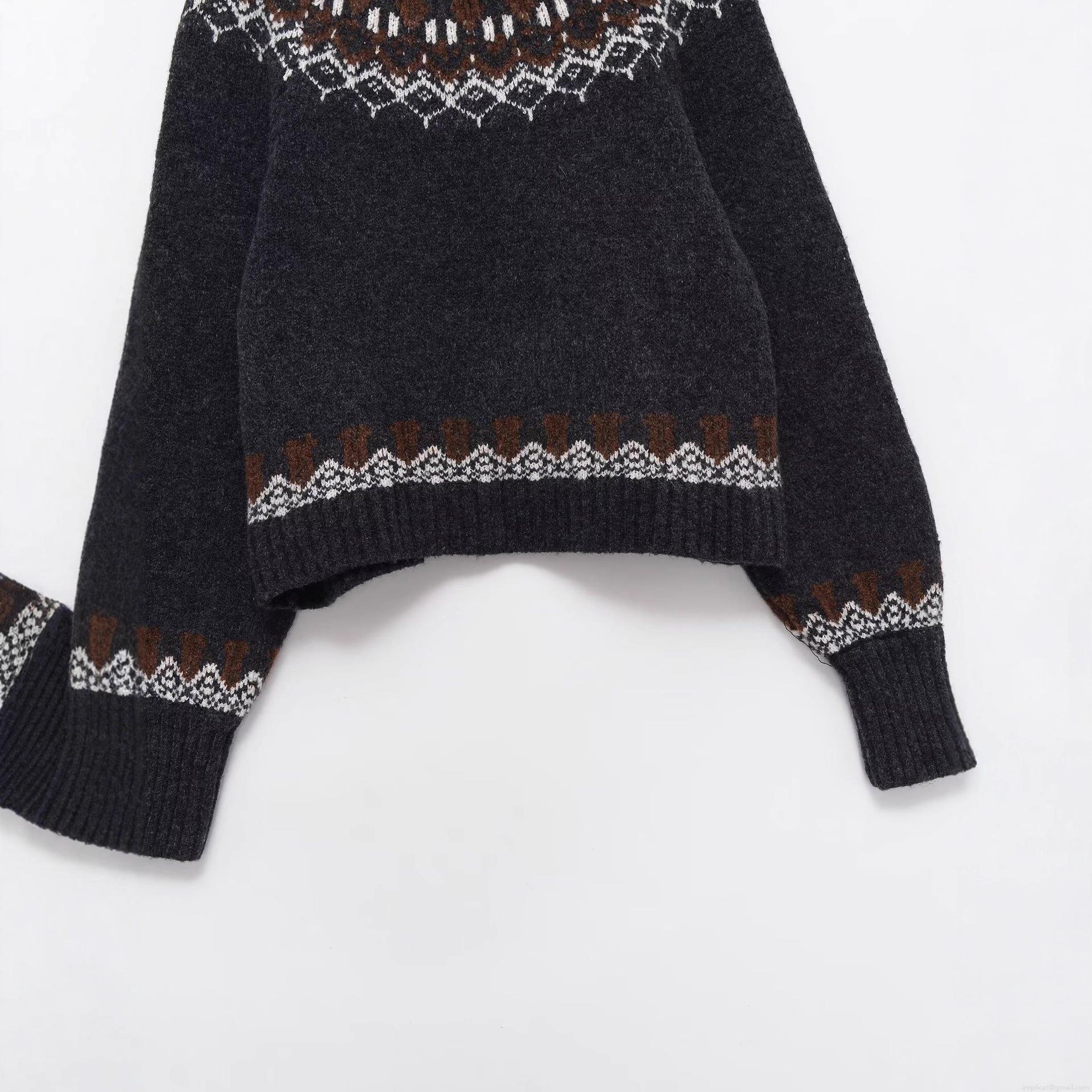Women's Vintage Fair Isle Knitted Sweater Round Neck Long Sleeve Polyester Pullover Winter Warm Geometric Pattern Streetwear Casual Knit Jumper Top