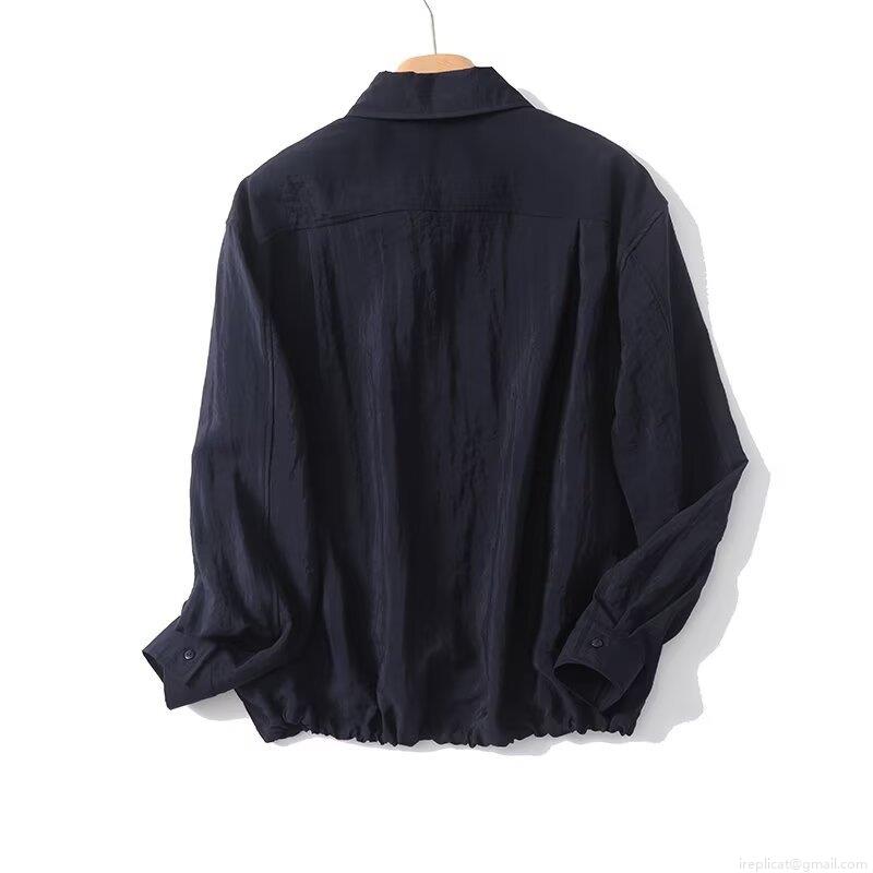 Women's French Texture Pleated Satin Shirt Long Sleeve Button Down Blouse Top Viscose Polyester Casual Solid Color Spring Shirt For Women Lady
