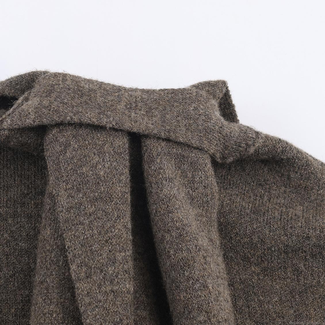 Women's Asymmetric Scarf Collar Knit Sweater Autumn Winter Oversized Solid Color Polyester Pullover Streetwear Casual Soft Long Sleeve Knitwear
