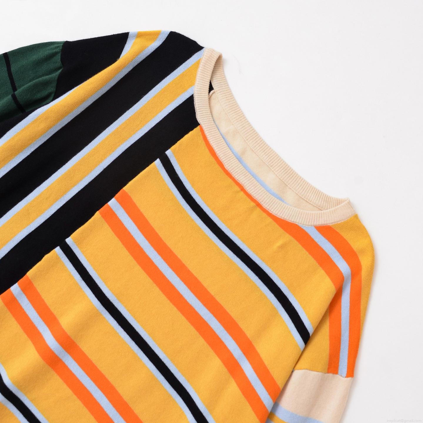 Women's Casual Color Block Striped Knitted Sweater Round Neck Long Sleeve Loose Fit Patchwork Pullover Top Polyester Spandex Autumn Winter