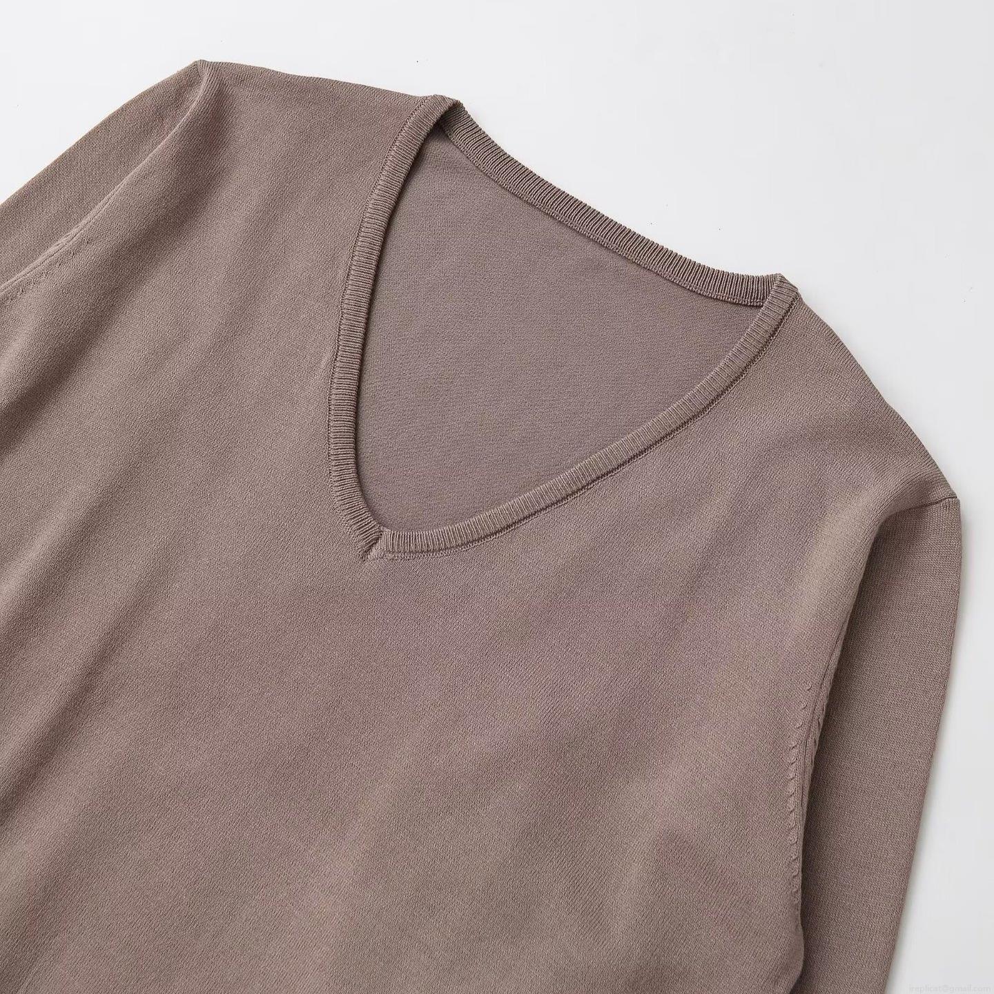Women's V-Neck Knit Sweater Lace Patchwork Hem Loose Fit Pullover Long Sleeve Polyester Spandex Blend Soft Casual Solid Color Jumper Top For Fall Winter