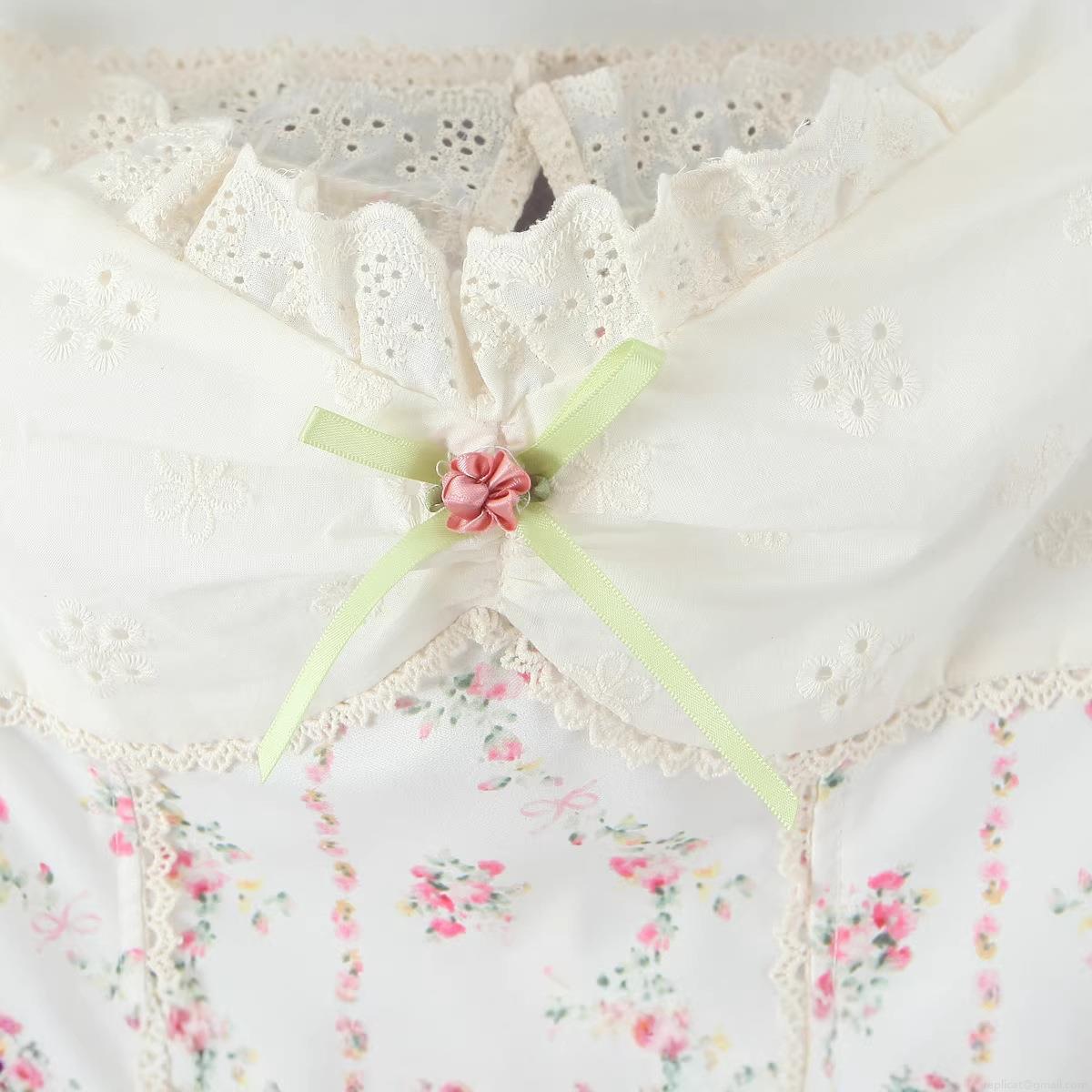 French Pastoral Sweet Floral Embroidery Lace Patchwork Camisole Top For Women Sexy Vintage Bow Decor Sleeveless Crop Top Summer Vacation Tank Top