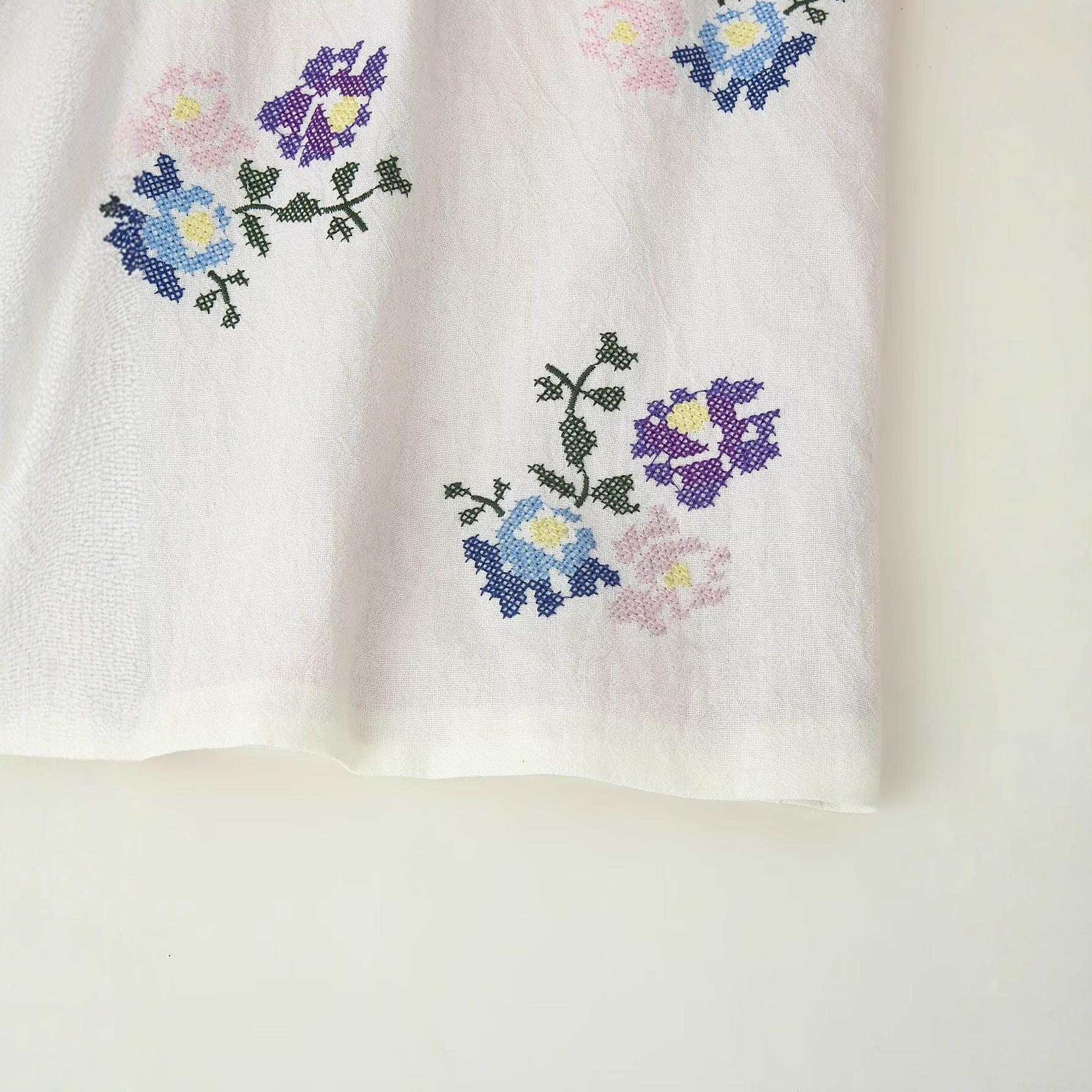 Women's Floral Embroidery Patchwork Cardigan Long Sleeve Stand Collar Lace Trim Polyester Cotton Blend Loose Blouse Kimono Style Ethnic Casual Top