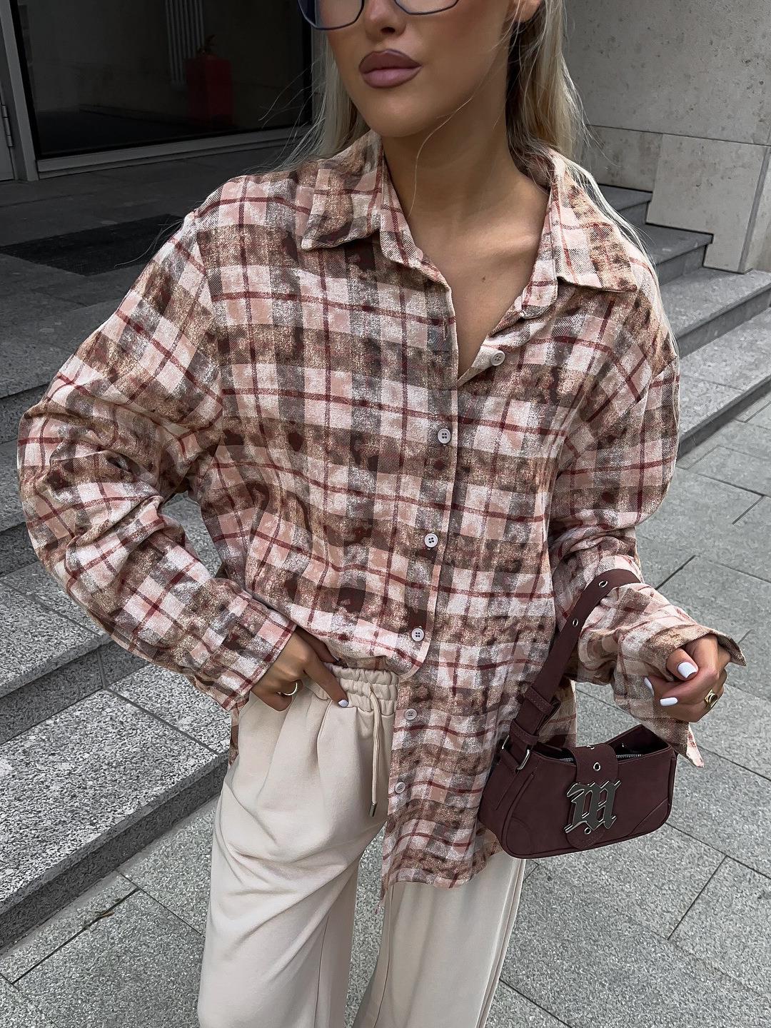 Women's Casual Oversized Plaid Long Sleeve Shirt Distressed Cotton Blouse Loose Mid-Length Button Down Tops for Streetwear Daily Autumn Lady